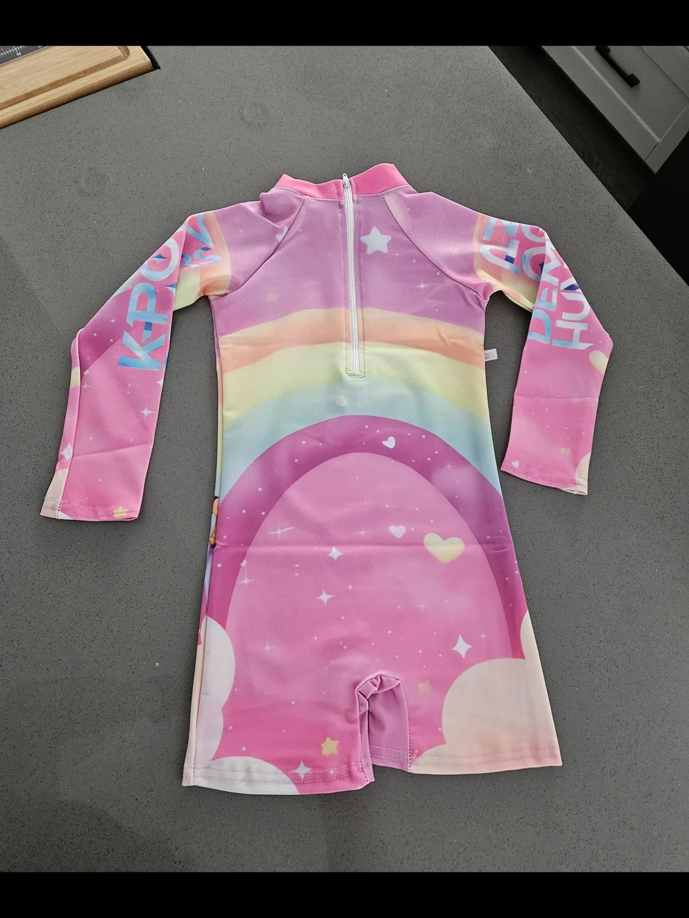 Kids Pink K-Pop Demon Hunters Long-Sleeve Swimsuit Swimwear Size 4/5